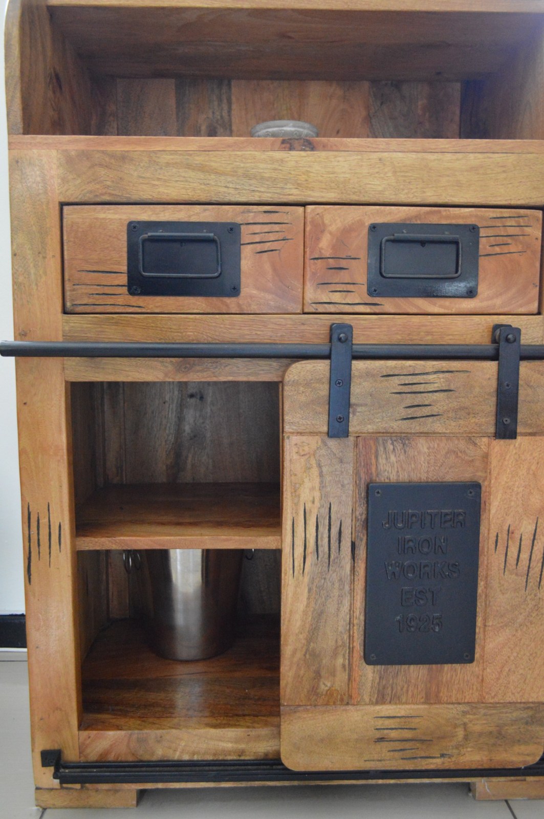 Rustic wooden furniture at the guesthouse